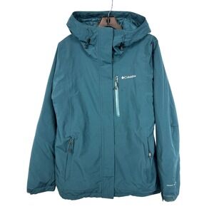 Columbia Omni-Heat Teal Blue‎ Hooded Winter Jacket Gorpcore Large